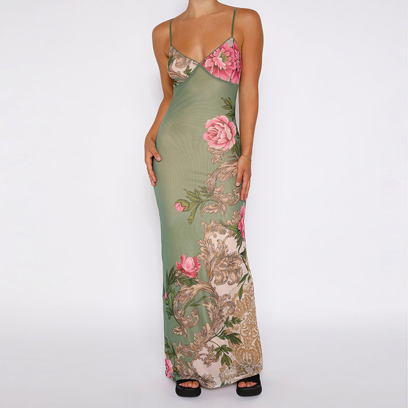 Summer Holiday Casual Slim Fit Printing Slip Dress Women Bella Mia